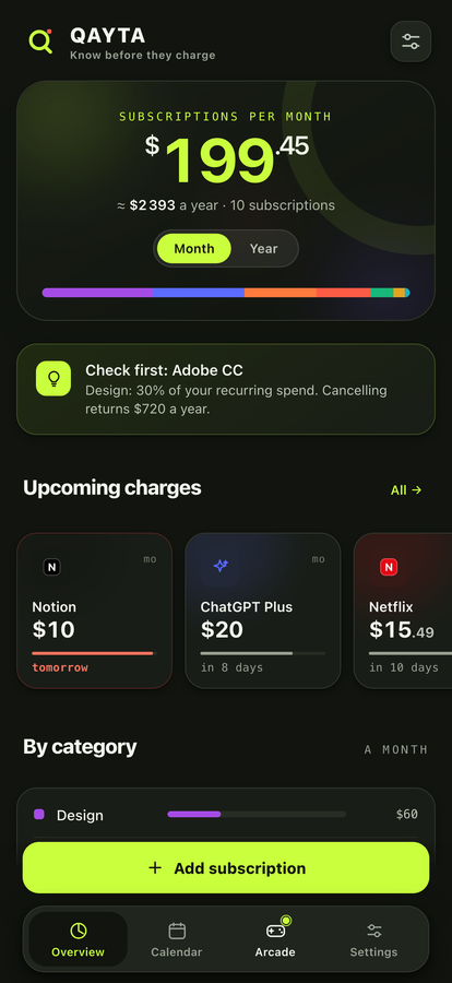 QAYTA in dark theme